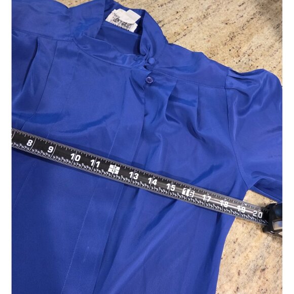 Vintage Anne Klein New Aspects Suze 6  Purple Silky Secretary Blouse High Neck - Picture 3 of 16